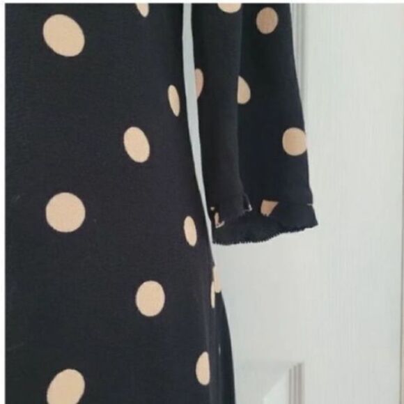 Kate Spade Women’s Size 2 Dizzy Dot Sheath Dress Black Tan 3/4 Sleeve High Neck - Picture 12 of 14